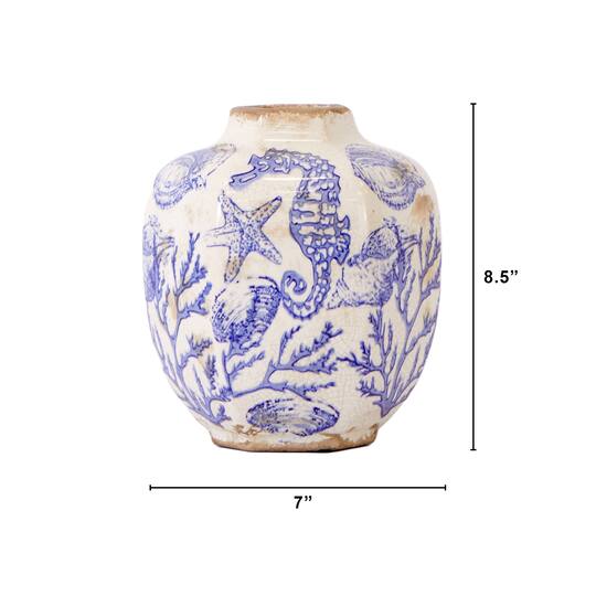 8.5" Nautical Ceramic Decorative Vase